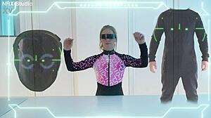 Alternative Halloween in Space with Gymnast Ella Elastic Riding Hard