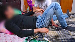 Did inviting her for homework work? Mexican student fucks in front of camera.