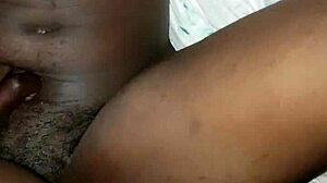 Hairy Pussy Fucked Hard by Big Black Cock in Close-Up.