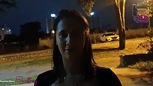 Caught secretary sucking big black cock in square!