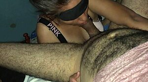 the milf gives a slutty blowjob, moaning for cum in pov.
