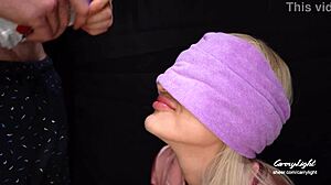 Stepson fools stepmom with taste game for surprise cum in mouth