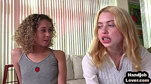 Tiny Babes Tease with Erotic POV Handjob in Threesome