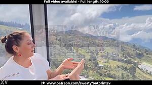 taking off sweaty shoes and socks on medellin cableway part 1