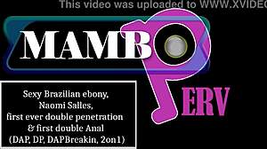 sexy brazilian ebony naomi salles experiences first double penetration with monster cock