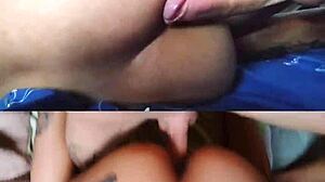 watch this mature slut get her dripping ass licked and fingered anally by husband's big cock, cum on pierced nipples