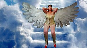 Granny Carmen Angels Double Fucks Stick And Dick For Cum Creampie