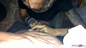 German Party Slut Licked by Strangers in Store - Wow!