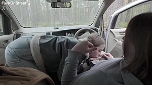 My real teen couple gets naughty fucking roadside in our car!