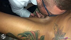 German Party Slut Licked by Strangers in Store - Wow!