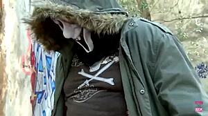 two guys and a blonde chick go to a costume party but stop to chat