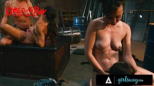 Girlsway 10-Girl Lesbian Gangbang with Rough Strap-On Action