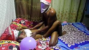 I presented my pussy as a christmas gift to surprise my ex boyfriend he fucked me real hard