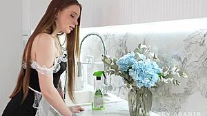 Cute Maid in Stockings Gets a Wild Hard Fuck