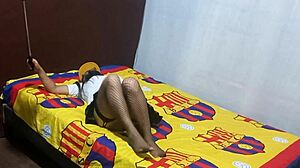 Found stepmother masturbating in apartment, asked for help completing homemade porn video