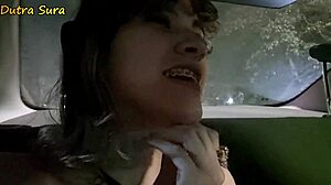 Latina amateur gives blowjob to Uber driver