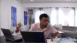 Black guy creampies Ashley Garland's ass.