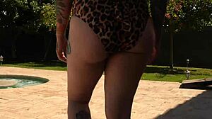 Hardcore 4some with Tiffany Nacke, Double Vaginal by the Pool.