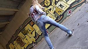 Violeta Shows Off Her Puddle in Public