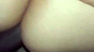 Latina cuckold wife rides black cock cowgirl, husband swallows creampie from her ass