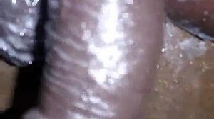 young 19 year old boy intensely shaves his massive black cock before masturbating hard in private