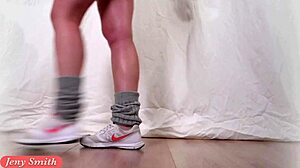 Stay Home Interactive with Jeny Smith in Sneakers and Swimming Suit