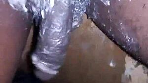 young 19 year old boy intensely shaves his massive black cock before masturbating hard in private