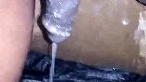 young 19 year old boy intensely shaves his massive black cock before masturbating hard in private