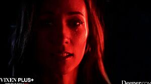 Gorgeous Sarah submits to her dom's big black cock