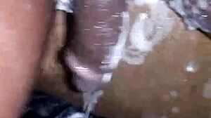 young 19 year old boy intensely shaves his massive black cock before masturbating hard in private