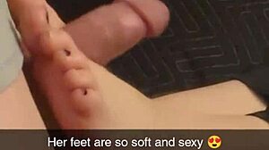 Wife sucks and jerks husband's cock till he cums on her face, tits, sucking, blowjob, handjob, homemade, natural tits, cum covered, european, face fucking