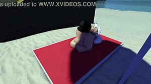 Roblox slut caught and fucked hard on public beach