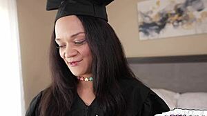 Girl next door gets quickie creampie as grad gift from step-dad.