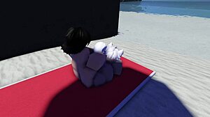 Roblox slut caught and fucked hard on public beach