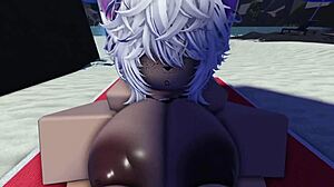 Roblox slut caught and fucked hard on public beach