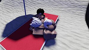 Roblox slut caught and fucked hard on public beach