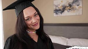 Girl next door gets quickie creampie as grad gift from step-dad.