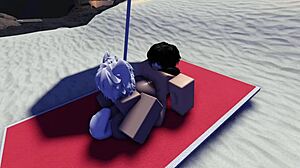 Roblox slut caught and fucked hard on public beach