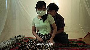 Amateur couple fucks during big fire