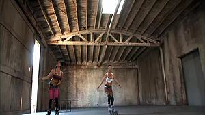 Pretty brunette Latina Samira sucking big cock before doggystyle fuck