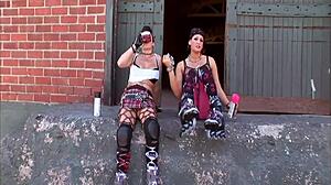 Pretty brunette Latina Samira sucking big cock before doggystyle fuck