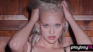 Cute German teen Lisa Modpali shows sexy tattoos. Blonde stunner bares all!
