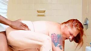 Barefoot Milf's Bathroom Tattoo Fuck