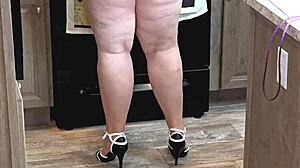 busty milf flashes pussy in office