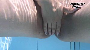 Hot girl enjoys solo play by the pool with toys