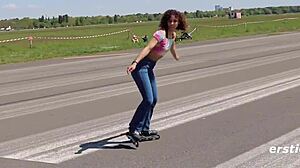 ersties juli from berlin sensually masturbates with hands and glass dildo