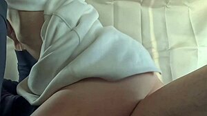 Slender 38-year-old Japanese bride enjoys early morning car sex on holiday