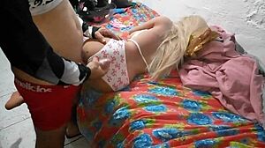 using a sex toy on this hot blonde's backside was intense and went all in