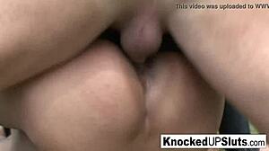 Knocked up slut sucks cock and fucks outdoors hard!