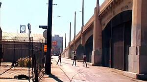 Pretty brunette Latina Samira sucking big cock before doggystyle fuck